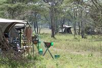 Mobil tältcamp vid berget Oldoinyo Olobaye. (Södra Serengeti National Park, Tanzania)