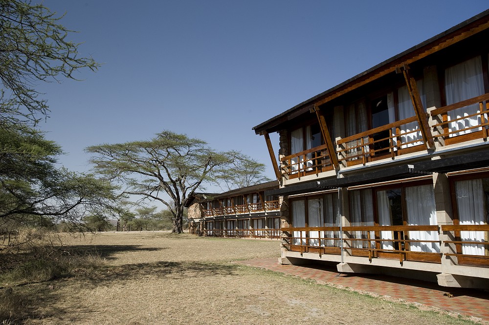 Rummen p Seronera Wildlife Lodge har fnster mot bushen. (Seronera i centrala Serengeti National Park, Tanzania)