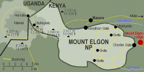 Karta över Mount Elgon.