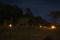 Månskensnatt på mobil camp. (Moru Kopjes i södra Serengeti National Park, Tanzania)