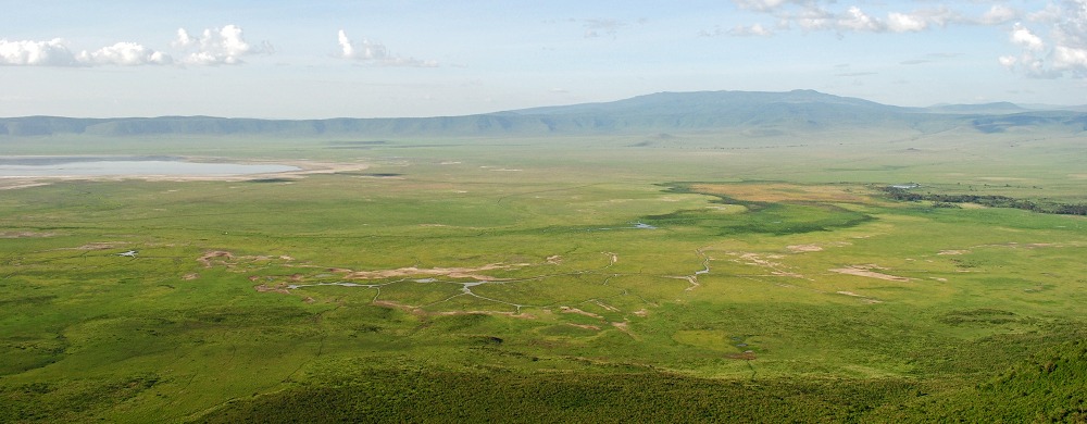 Ngorongorokratern från den södra kraterkanten.