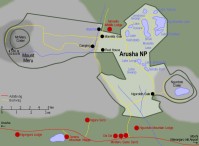 Karta över Arusha NP.