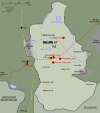 Karta över Mikumi.