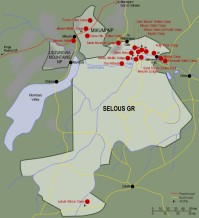 Äldre karta över Selous.